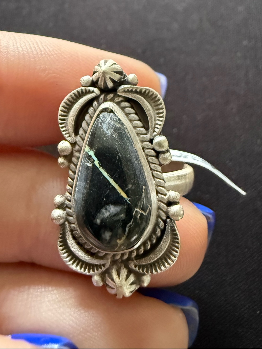 Blackjack adjustable ring. .925 sterling silver.